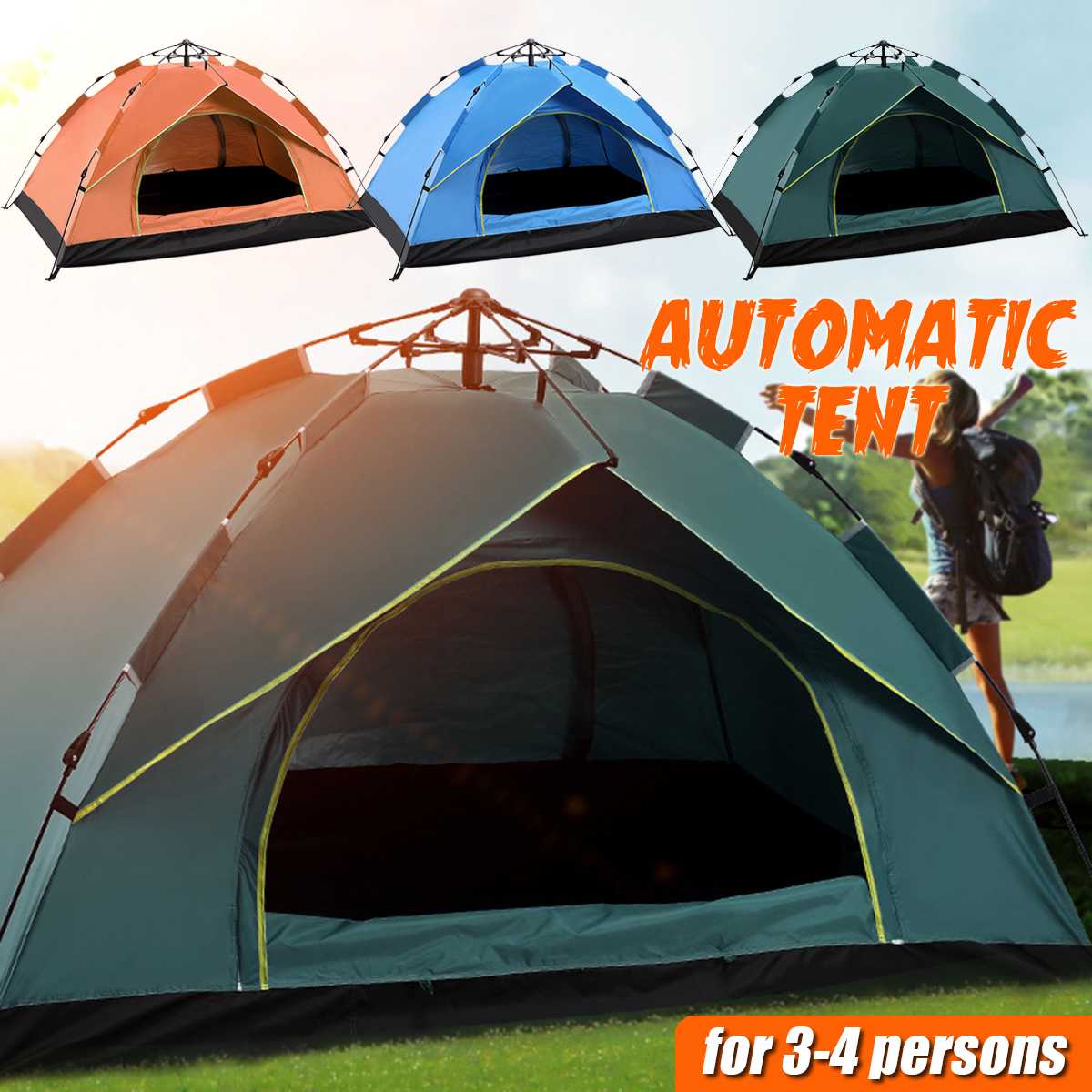 Cheap Goat Tents 3 4 Person Automatic Opening up Tent Camping Tent Easy Instant Setup Protable Backpacking for Sun Shelter Travelling Hiking   